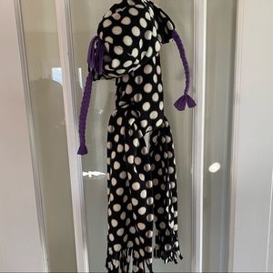 Girls Black and White Polka Dot Hat and Scarf Set